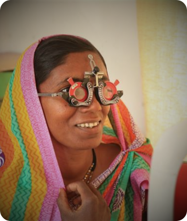 Rural woman receiving an eye health assessment